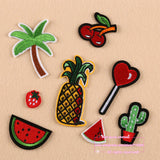 7 Sets, Assorted Popcorn Drinks Hamburger Raionbow Fruit Embroidered Iron On cartoon Patches Fashion Appliques for kids