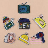 7 Sets, Assorted Popcorn Drinks Hamburger Raionbow Fruit Embroidered Iron On cartoon Patches Fashion Appliques for kids