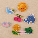 7 Sets, Assorted Popcorn Drinks Hamburger Raionbow Fruit Embroidered Iron On cartoon Patches Fashion Appliques for kids