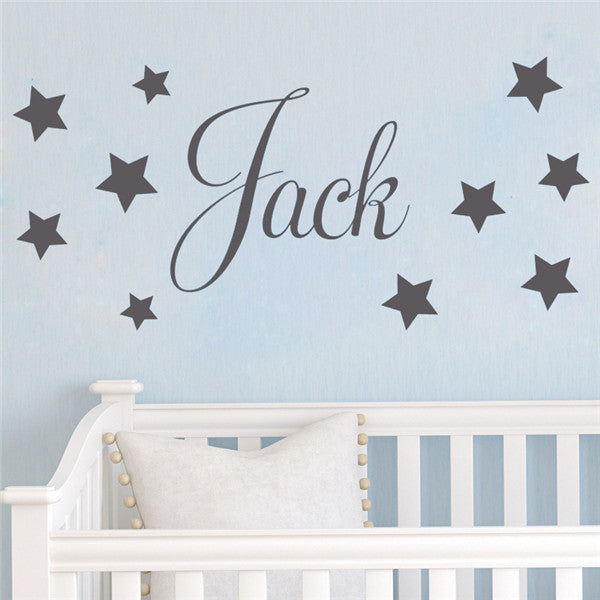 D201 Baby Boys Wall Sticker - Personalised Stars Child Name Bedroom Nursery vinyl stickers