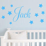 D201 Baby Boys Wall Sticker - Personalised Stars Child Name Bedroom Nursery vinyl stickers