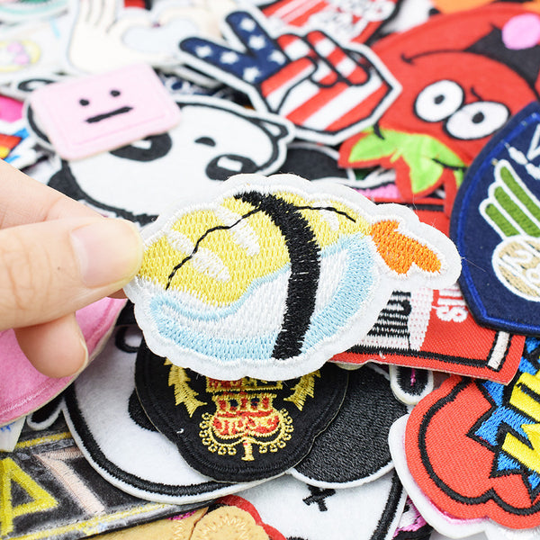 Diy patches for clothing iron embroidered patch applique iron on patches sewing accessories badge stickers for clothes bag 20pcs