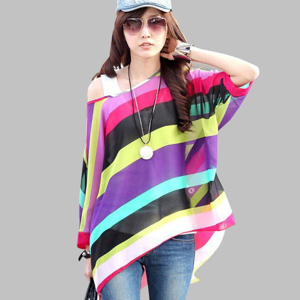 Women's Chiffon Tops 2017 New Fashion Summer Shirt Boho Style Batwing Casual Blouses Blusas 4XL 5XL 6XL Plus Size Women Clothing