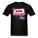 Men Man's Pink Tape Cassette Shirt Pink Tape Cassette T-shirts Short Sleeve Cotton Male Men