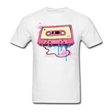 Men Man's Pink Tape Cassette Shirt Pink Tape Cassette T-shirts Short Sleeve Cotton Male Men