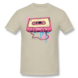 Men Man's Pink Tape Cassette Shirt Pink Tape Cassette T-shirts Short Sleeve Cotton Male Men