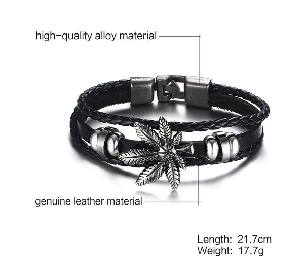 Cannabis Friendship Leather Bracelet
