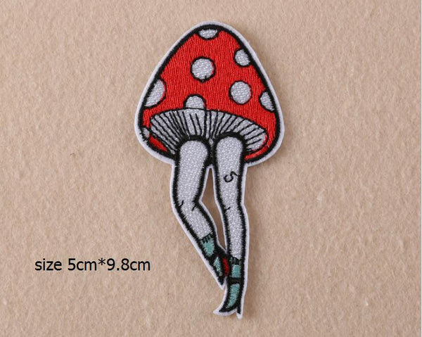 New Down pilot Jacket Delicate Fashion Embroidery Iron On Patches Animal White Cat mushroom Legs Motif Applique 2pcs for choose