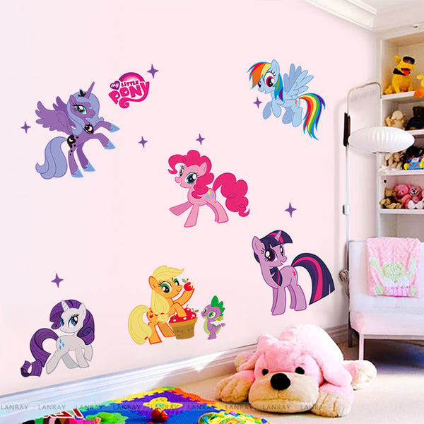 New arrival Kid Wall Stickers My Little Pony 6 ponies removal wall sticker girls sticker for kids  room factory sales directly