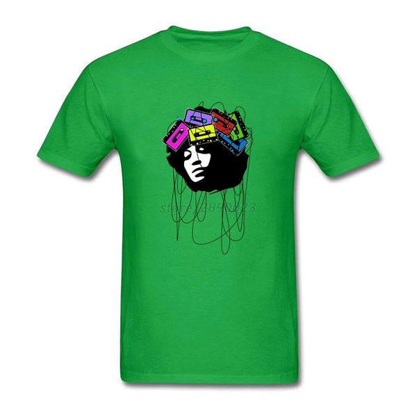 Over Size Cassette Music Head Art  Men BoyCasual Tshirt White Short Sleeve Custom Party Tee Shirts