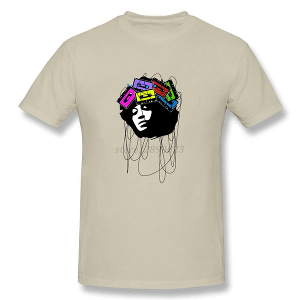 Over Size Cassette Music Head Art  Men BoyCasual Tshirt White Short Sleeve Custom Party Tee Shirts