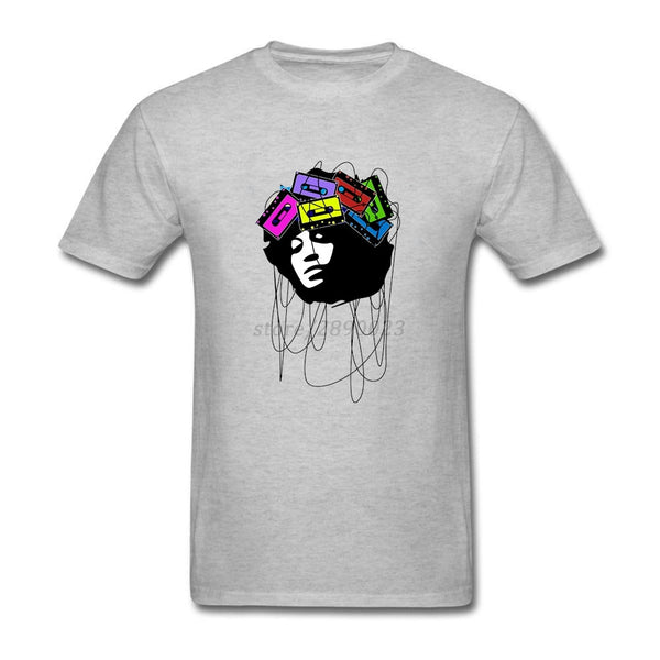 Over Size Cassette Music Head Art  Men BoyCasual Tshirt White Short Sleeve Custom Party Tee Shirts