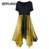 VESTLINDA Casual High Waist Summer Dress Handkerchief Women Office Dress Fashion Party Dresses Robe Asymmetrical Beach Vestido