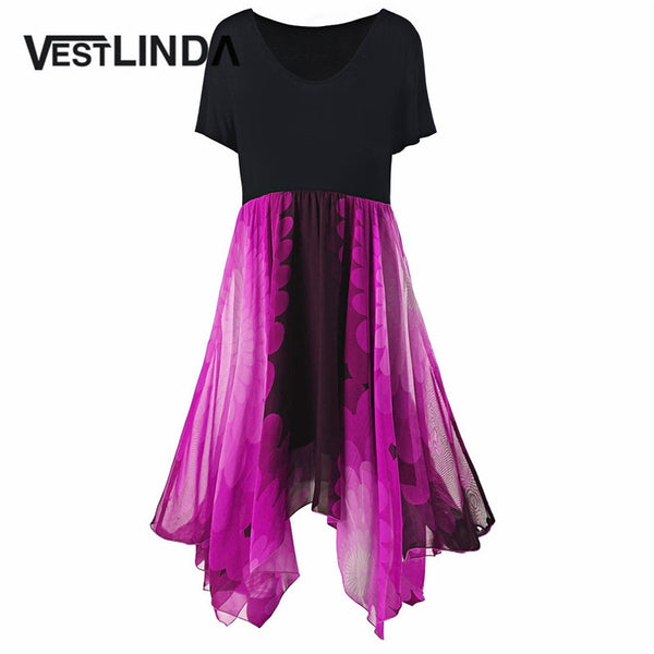 VESTLINDA Casual High Waist Summer Dress Handkerchief Women Office Dress Fashion Party Dresses Robe Asymmetrical Beach Vestido