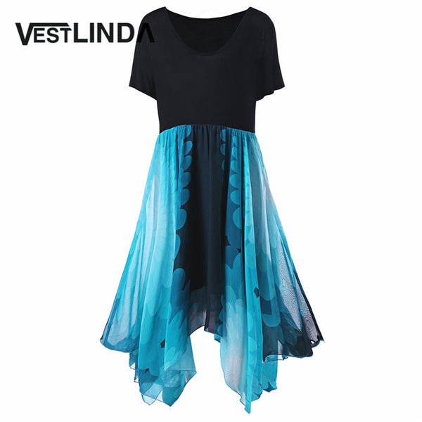 VESTLINDA Casual High Waist Summer Dress Handkerchief Women Office Dress Fashion Party Dresses Robe Asymmetrical Beach Vestido